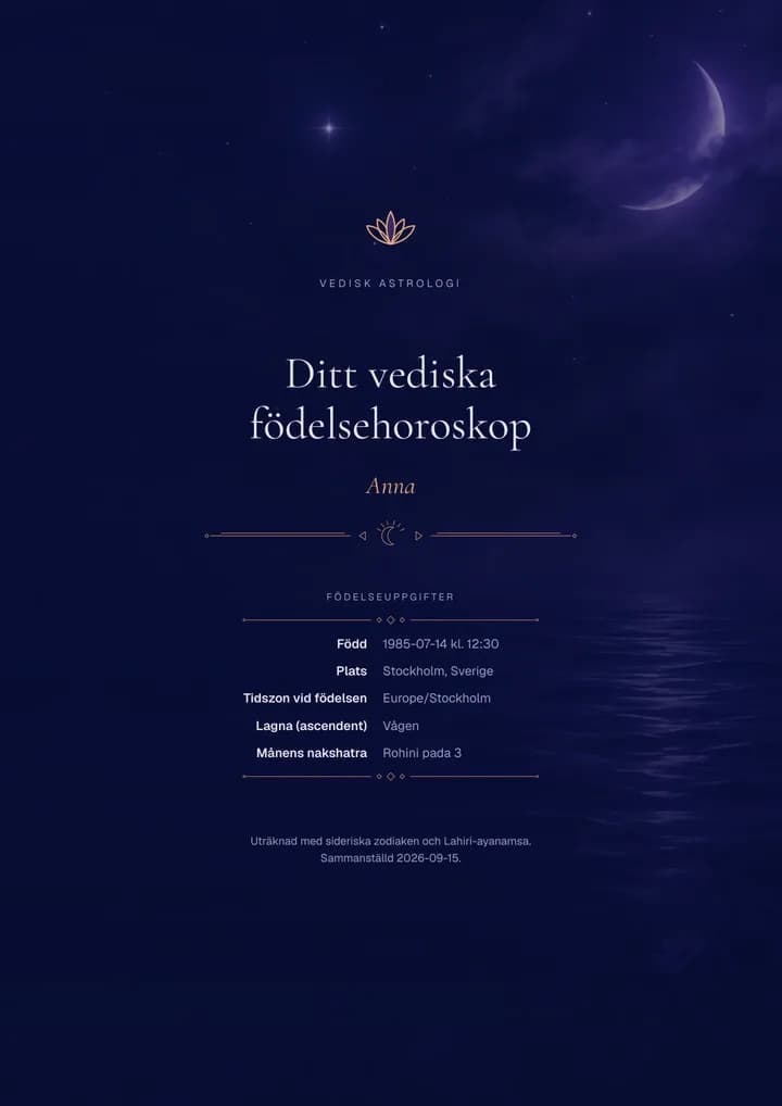 Omslaget till vediskt födelsehoroskop